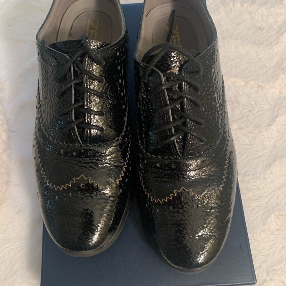 Cole Haan Black Patent Leather Wingtip Oxfords